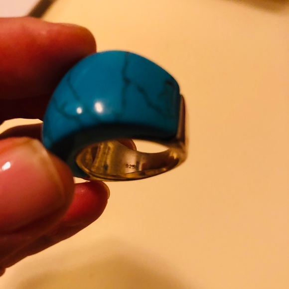 Real silver and turquoise ring size 6 - Picture 2 of 3